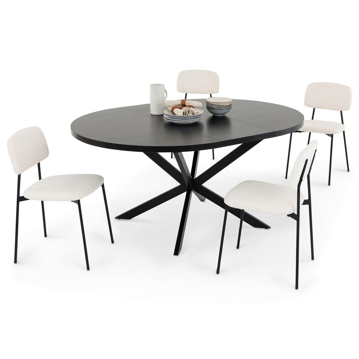 ESSGRUPPE TOLEDO - Schwarz, Holzwerkstoff/Metall (120/75/120cm) - IDIMEX