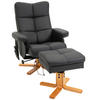 RELAXSESSEL mit Liegefunktion Massagesessel mit Fußhocker Polyester Schwarz - Schwarz, Leder/Holz (86/99/80cm) - HOMCOM