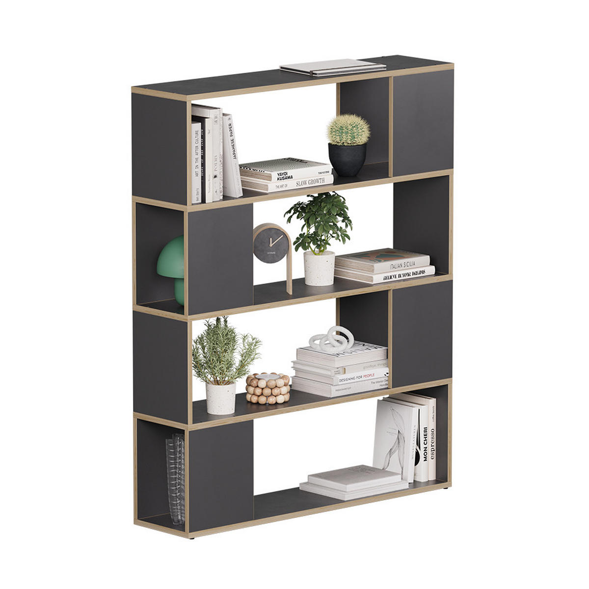 RAUMTEILER Eneos Anthrazit/Eiche 100 x 124.5 cm - Eichefarben/Anthrazit, Holzwerkstoff (100/124.5/24cm) - Vicco