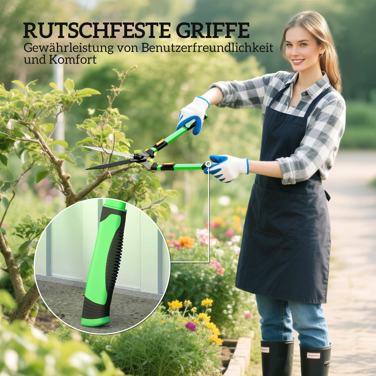 GARTENSCHEREN-SET 2 TLG. aus Metall Kunststoff Grün - Grün, Metall (23/9.5/78.5cm) - Outsunny