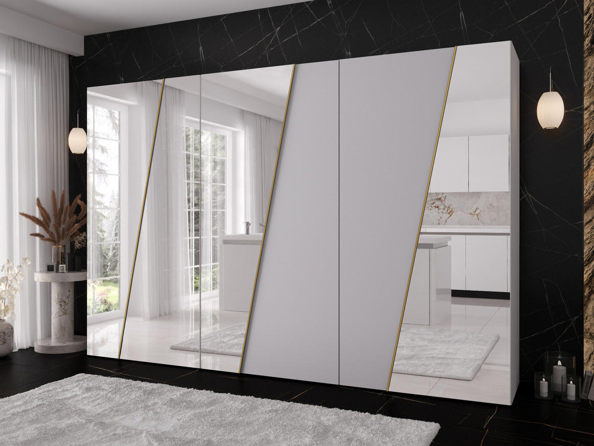 DREHTÜRENSCHRANK Zen 4L 300 cm - Goldfarben/Schwarz, Holzwerkstoff/Kunststoff (300/202/50cm) - MIRJAN24