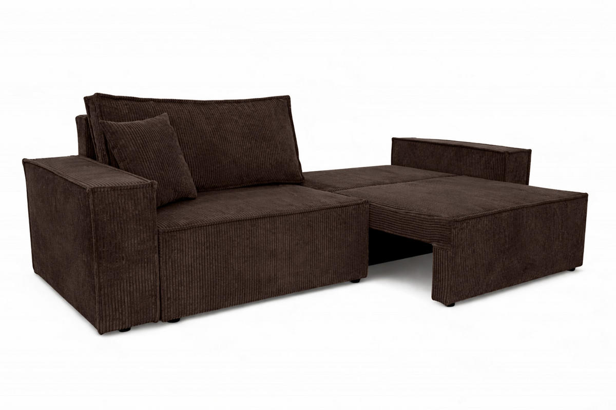 SOFA Mit Schlaffunktion Und Bettkasten, Cordstoff Poso, Braun, BEST SCORNER - Braun, Holz (245/83/90cm) - Kaiser Möbel