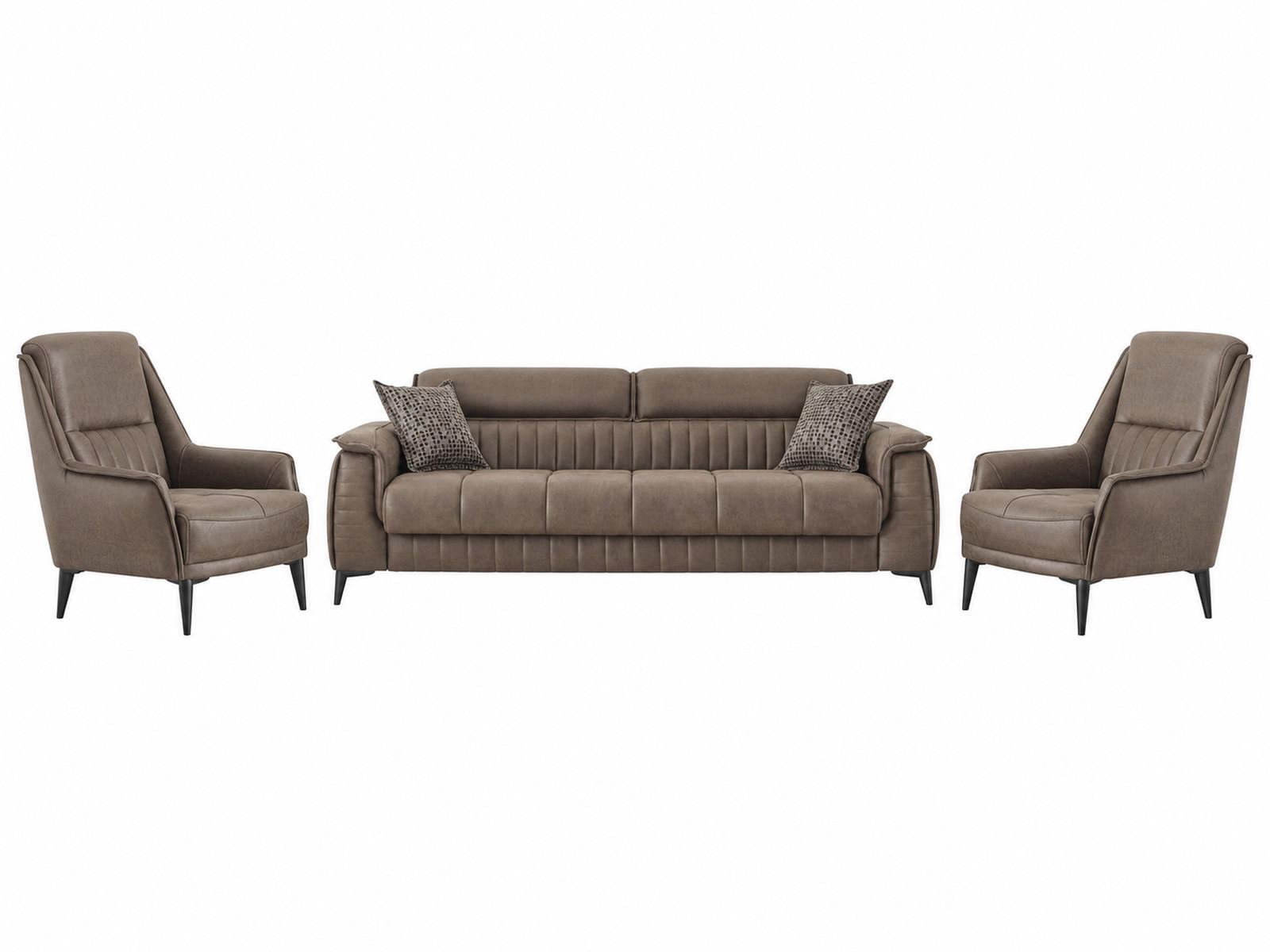 SITZGARNITUR Regina, Braun Stellvariante 3+1+1 - Braun, Leder/Holzwerkstoff (243/85/95cm) - Villa Möbel