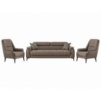SITZGARNITUR Regina, Braun Stellvariante 3+1+1 - Braun, Leder/Holzwerkstoff (243/85/95cm) - Villa Möbel