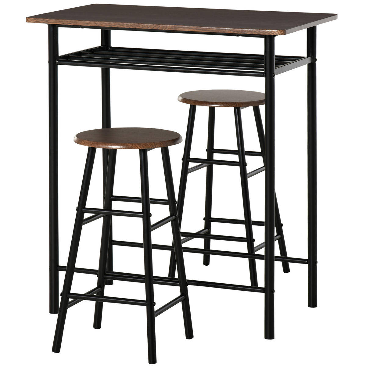 BARTISCH mit Barhocker Set - Schwarz, Holzwerkstoff (50/90/80cm) - HOMCOM