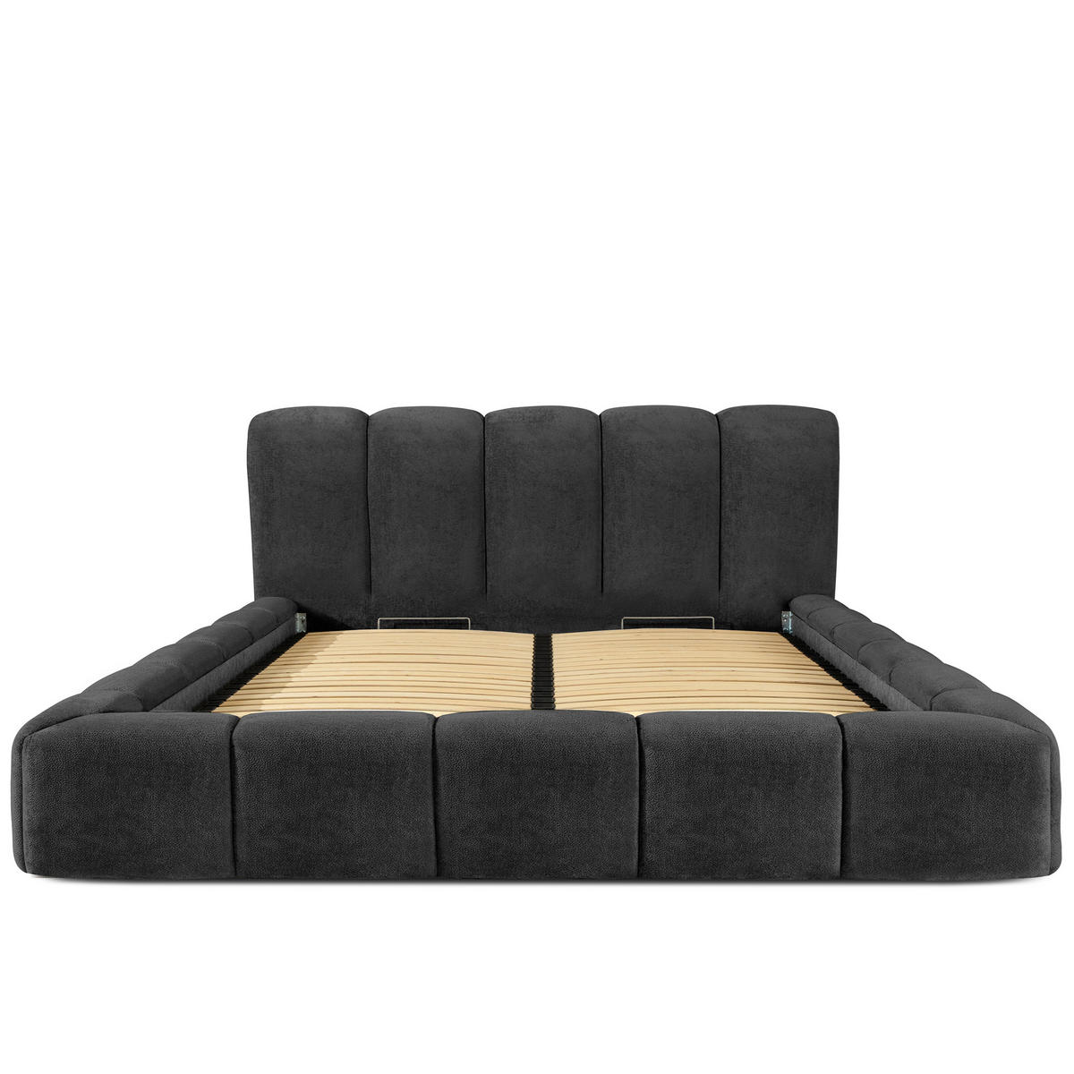 POLSTERBETT MERIDE Chenille, Anthrazit - Anthrazit/Schwarz, Holz/Textil (200/200cm) - KONSIMO®