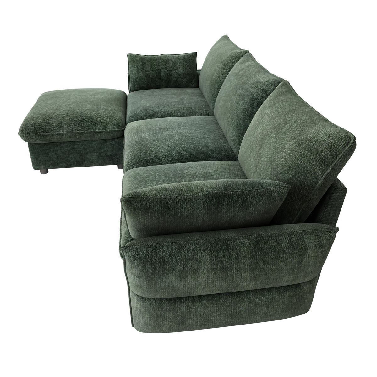 ECKSOFA 222.5/154.5/76.5 cm Dunkelgrün Chenille mit 1 Fußhocker - Dunkelgrün, Textil/Metall (222.5/154.5cm) - Oxeza