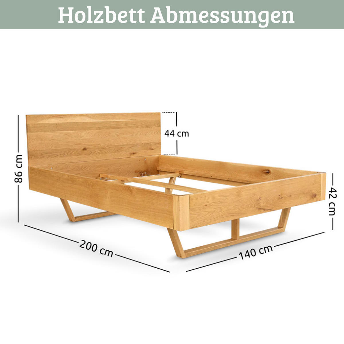 MASSIVHOLZBETT 140x200 cm KEILO Eichenholz Bettrahmen Eichenkufen - Braun, Holz (140/200cm) - DELUKE