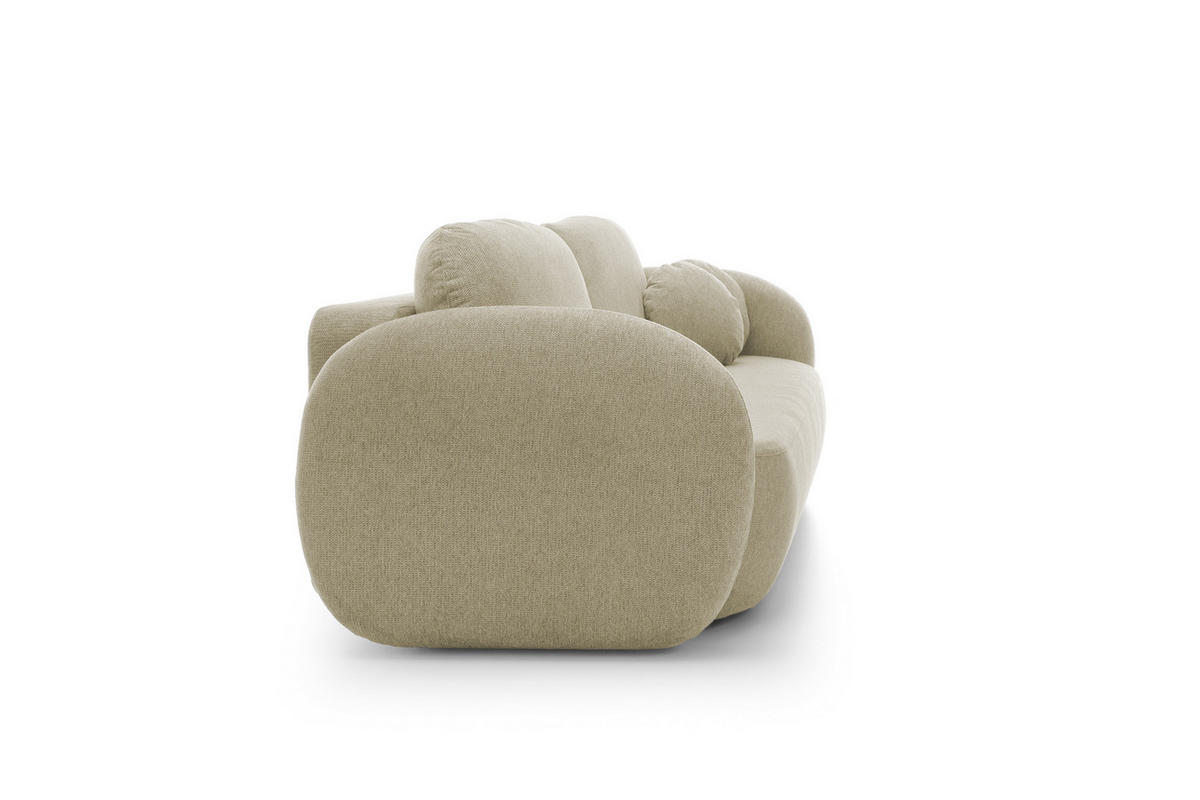 SOFA OLIO Mit Schlaffunktion Und Bettkasten, Bonell-Taschenfederung, Aragon-Stoff, lose Rückenkissen, freistehend, 238x101x86 cm Beige - Beige, Holz/Textil (238/86/101cm) - DomoHome