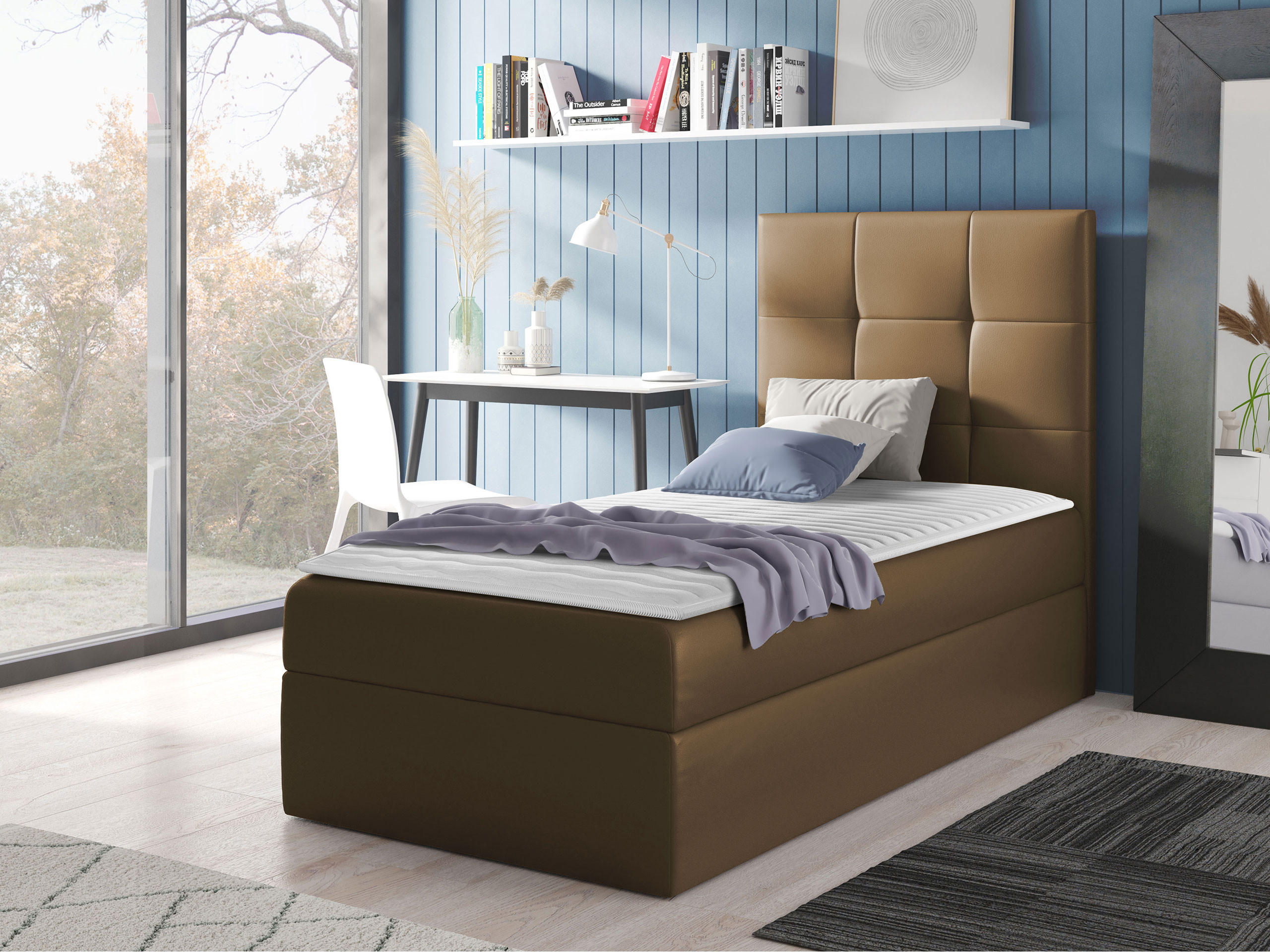 BOXBETT Mini 2, Seite zum Öffnen des Bettkastens: Rechts - Braun, Holz (100/200cm) - MIRJAN24