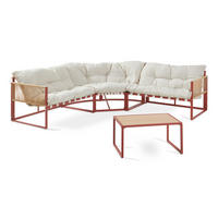 GARTENMÖBEL-SET 4 TLG. Karg - Eichefarben/Beige, Kunststoff/Metall - casa.pro
