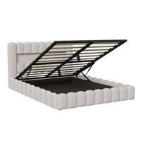 STAURAUMBETT 160x200 cm Doppelbett, mit USB-Anschluss und LED-Beleuchtung, Leinenstoff in Beige - Beige, Holz (160/200cm) - BRILVERDE