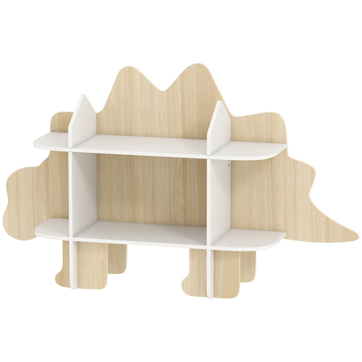 KINDERREGAL DE-17277 6 Fächer, Dinosaurier-Design Naturholz - Naturfarben, Metall (120/72.2/28cm) - ComfortXL