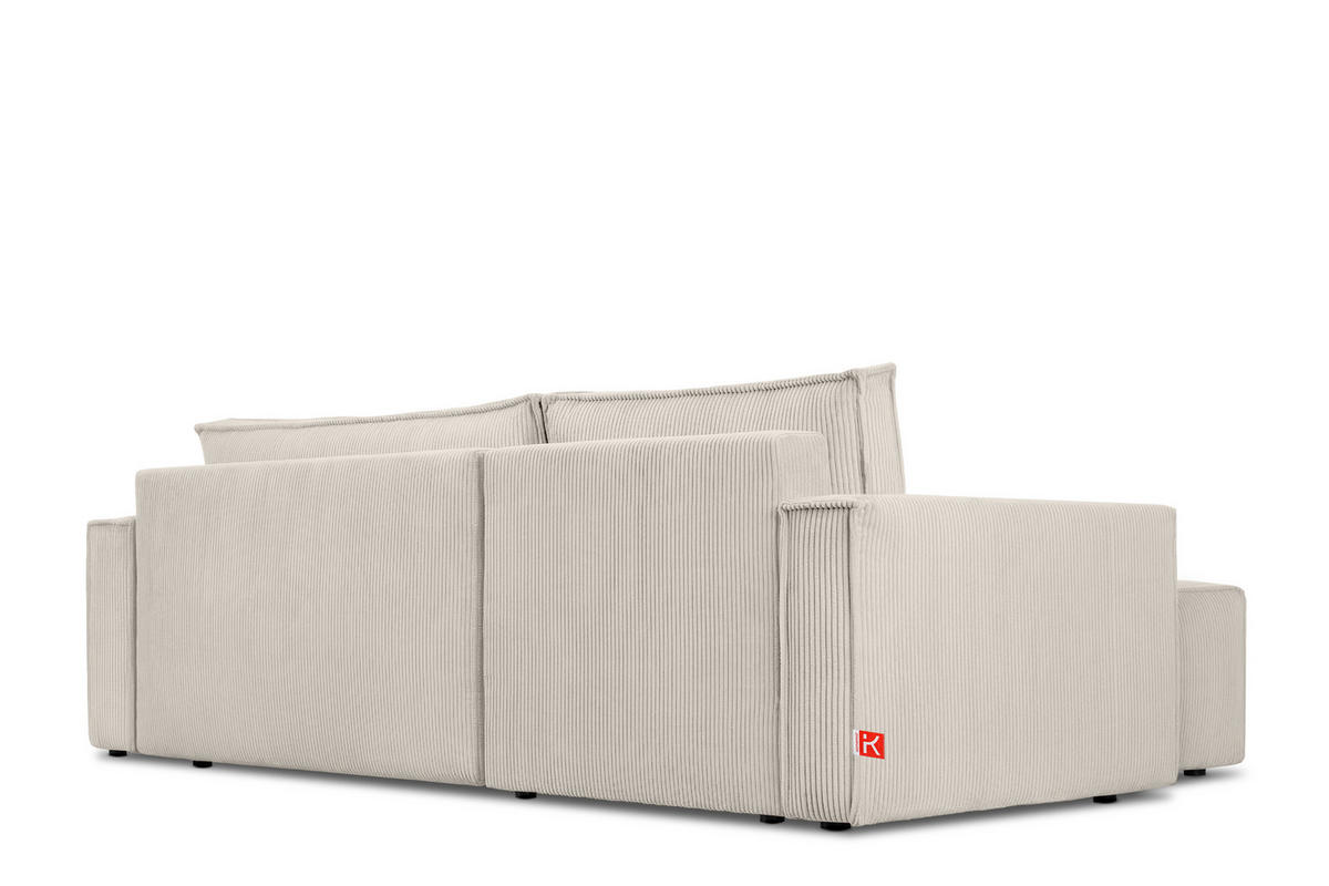 ECKSOFA-LINKS/RECHTS NAPI Schlaffunktion mit Cordbezug, creme - Creme/Schwarz, Textil (246/148cm) - KONSIMO®
