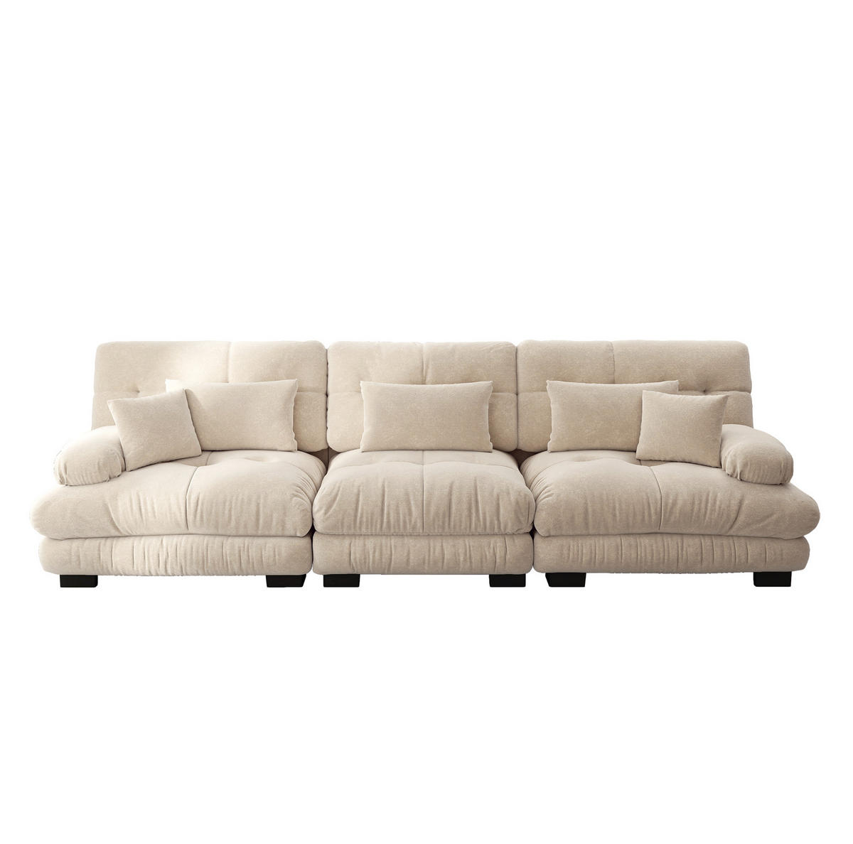 SOFA modular mit Tiefensitz Chenille Light Coffee - Beige, Kunststoff (77/81/313cm) - Meubliv
