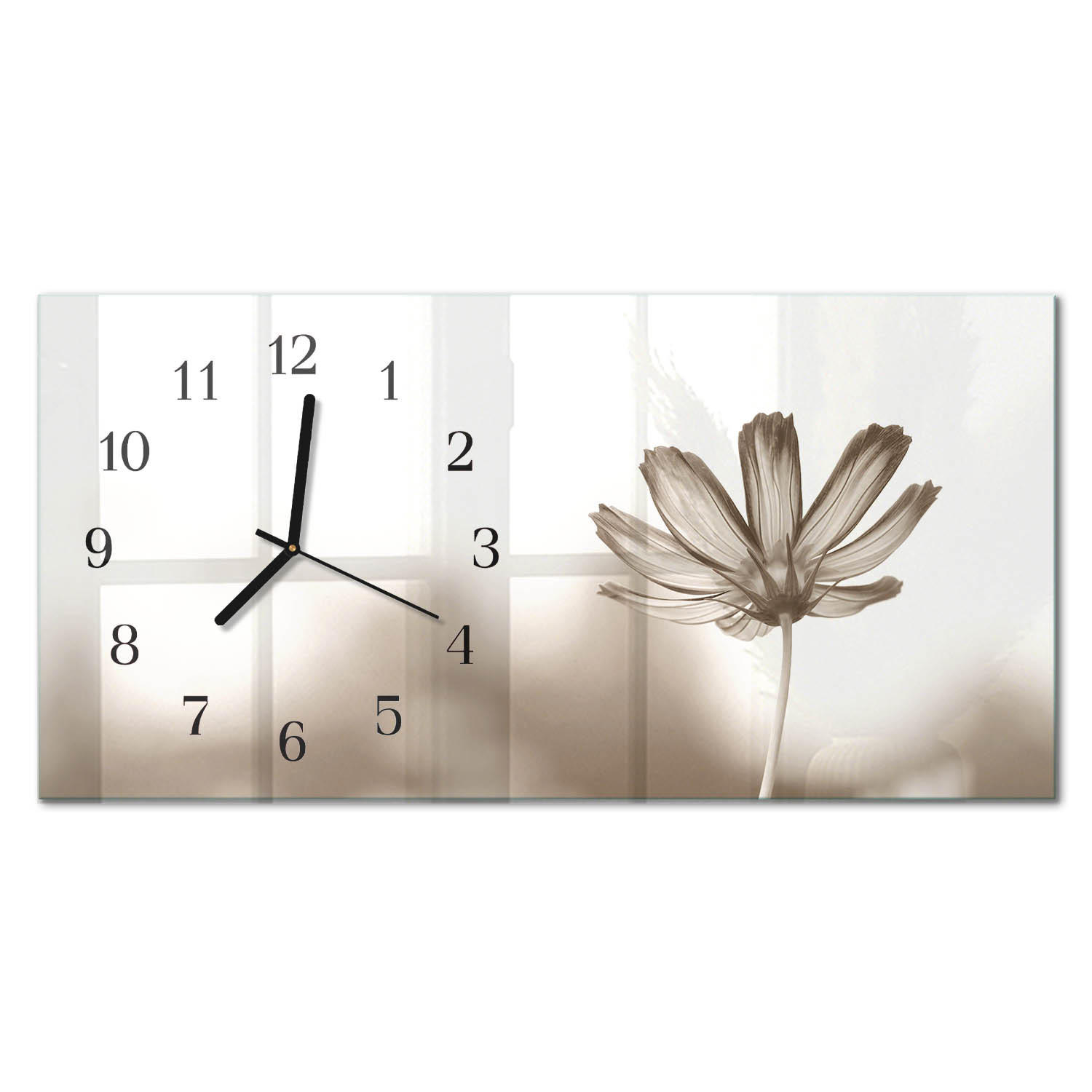 WANDUHR 60x30 cm - Abstrakte Linien - Beige, Glas (60/30/0.4cm) - TULUP