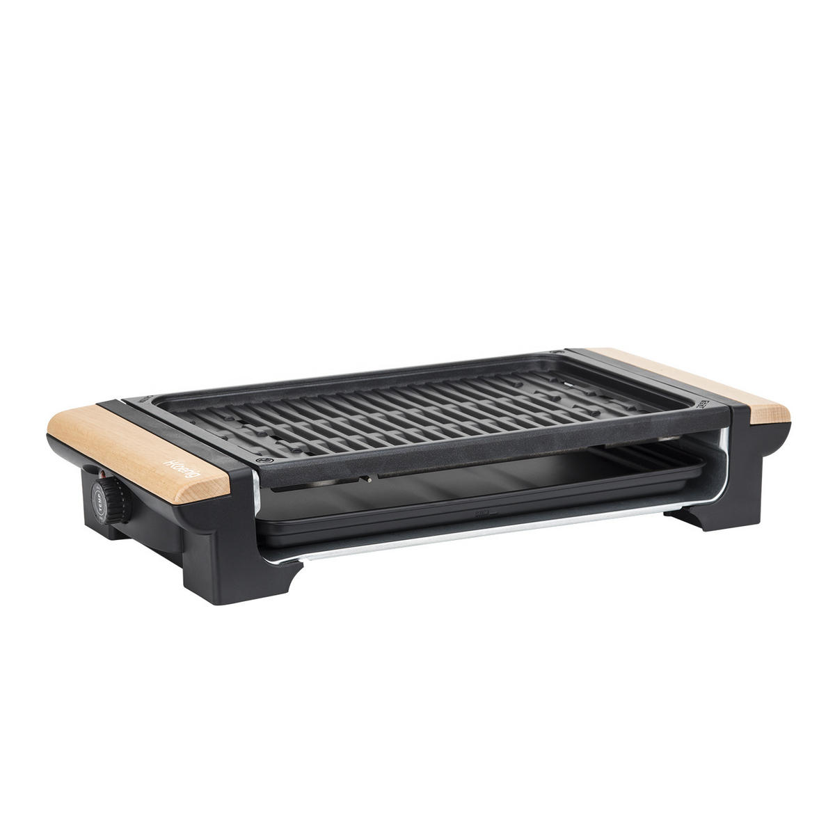 TISCHGRILL RP320, Grau, Barbecue, Marmor-Grillplatte, Holzgriffe - Grau, Stein (48.5/9.5/23cm) - HKoenig