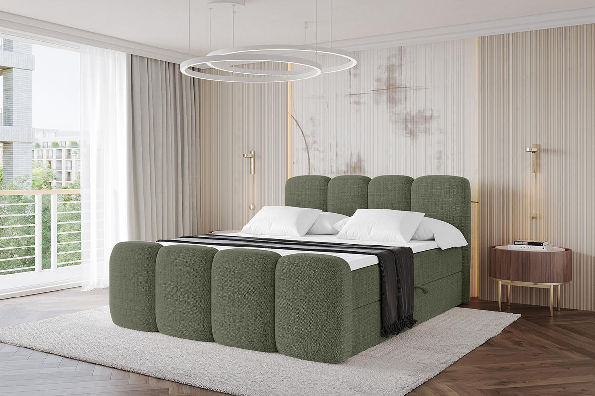 BOXBETT mit Matratze H4 und Lattenrost - NINA-Z - 120x200 cm - Grün - Grün, Holzwerkstoff (120/200cm)