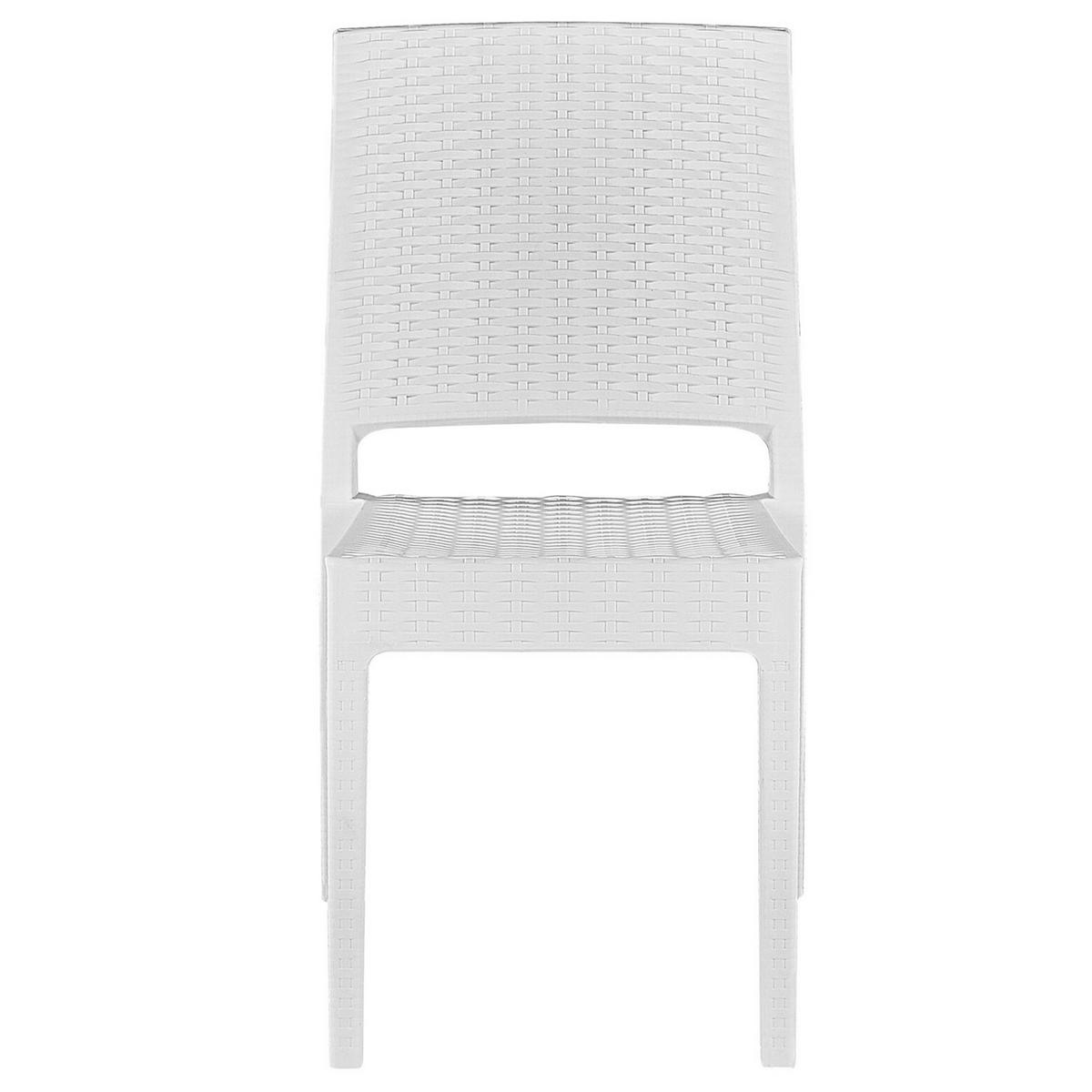 GARTENSTUHL 4er-Set Rattanoptik weiß Fossano - Weiß, Kunststoff (60/89/47cm) - Beliani