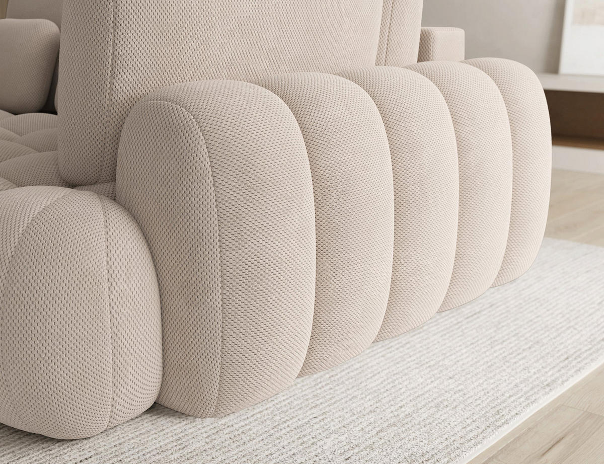 ECKSOFA COZION L-Form mit Schlaffunktion & Bettkasten – Modernes 3-Sitzer Sofa, HR-Kaltschaum, Wellenfederung, 267 × 165 cm - Beige/Schwarz, Kunststoff (267/165cm) - Wohnideebilder
