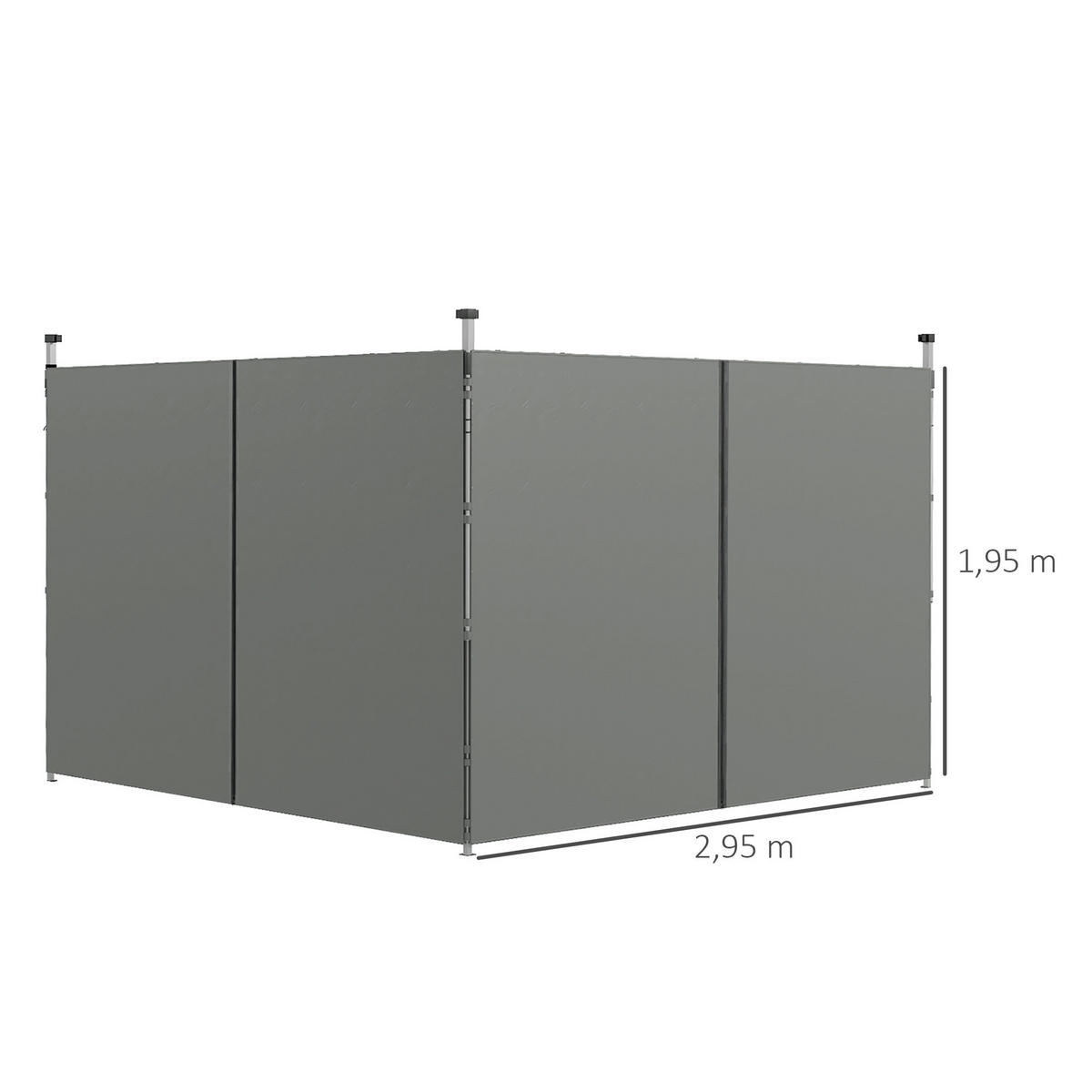 SEITENWÄNDE DE-12615 2er-Set für 3x3 oder 3x6 m mit Reißverschluss Dunkelgrau - Dunkelgrau, Textil (1/195/295cm) - ComfortXL