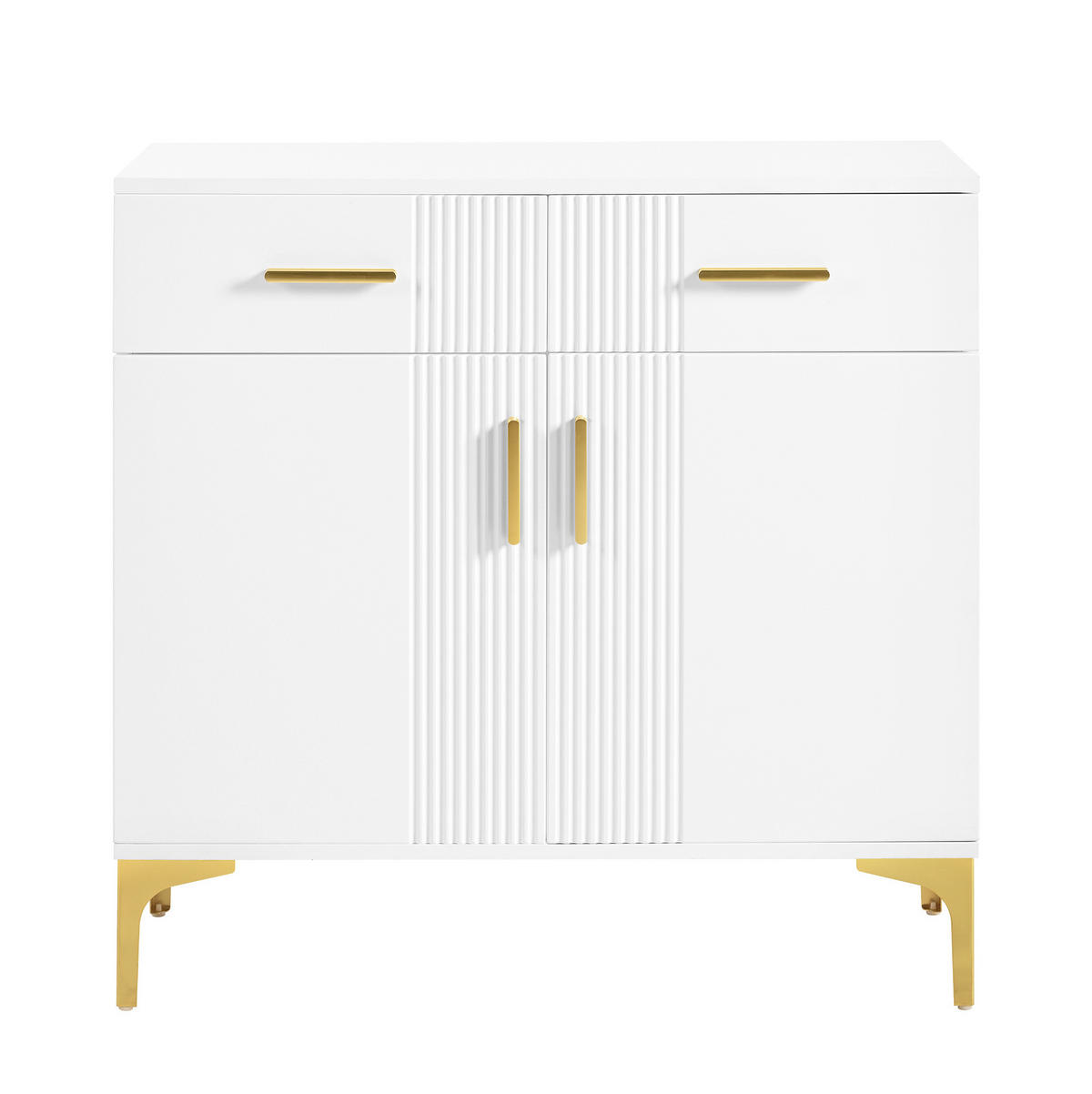 SIDEBOARD 80/35/79,5 cm mit 2 Türen & 2 Schubladen in Weiß Hochglanz - Weiß, Holzwerkstoff (80/79.5/35cm) - BEAOK