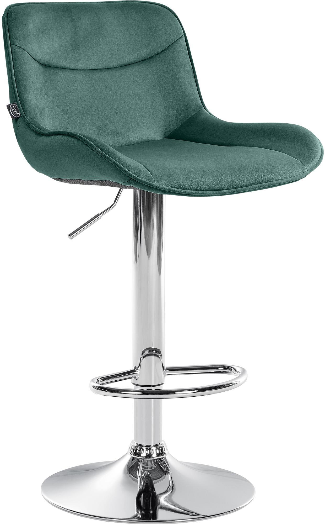 BARHOCKER Samt grün - Chromfarben/Grün, Textil/Metall (49/85/51cm) - CLP