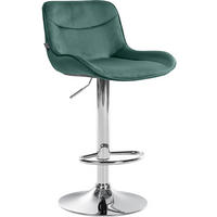 BARHOCKER Samt grün - Chromfarben/Grün, Textil/Metall (49/85/51cm) - CLP