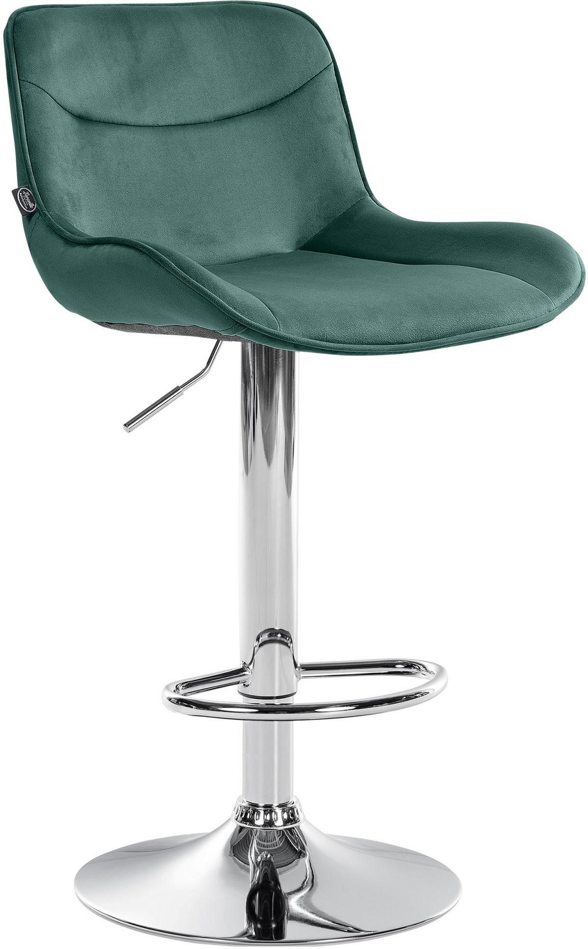 BARHOCKER Samt grün - Chromfarben/Grün, Textil/Metall (49/85/51cm) - CLP