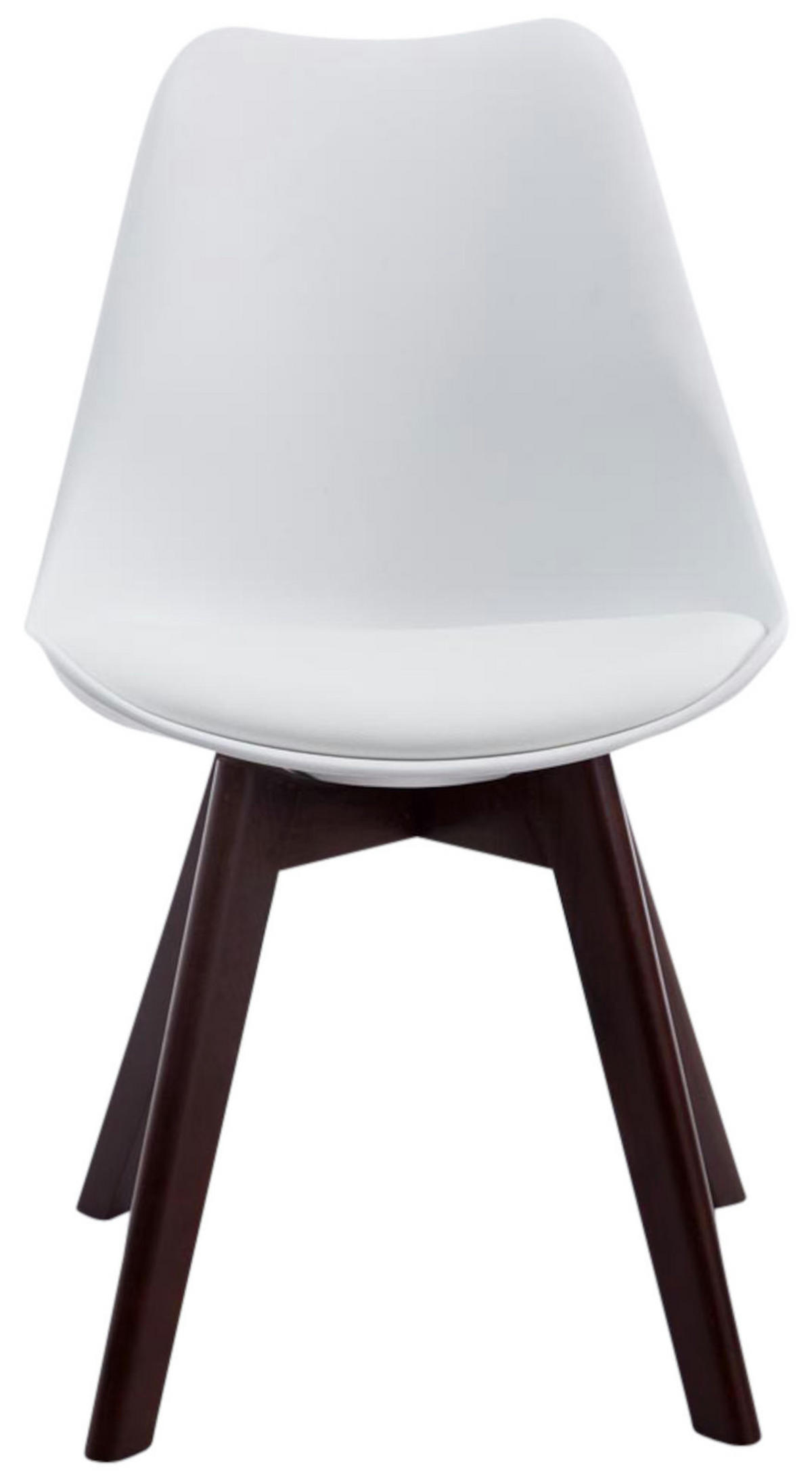 STUHL 4er Set Lederlook weiß - Walnussfarben/Weiß, Holz/Textil (48/84/55cm) - CLP