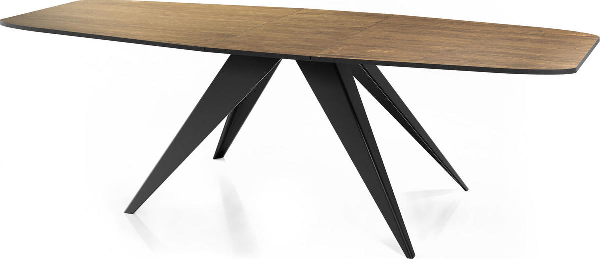 ESSTISCH Foster rechteckig ausziehbar, Lefkas Eiche 180-218/90/76 cm - Alteiche/Schwarz, Holzwerkstoff/Metall (90/220/76cm) - WFL GROUP