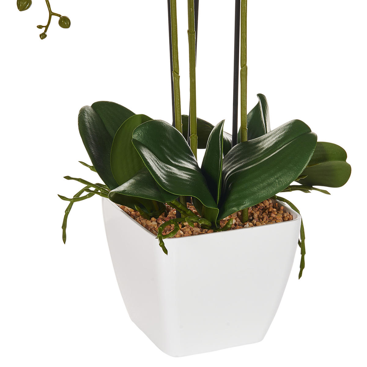 KÜNSTLICHE Topfpflanze 59 cm Grün/Weiß Orchid - Weiß/Grün, Kunststoff (59cm) - Beliani
