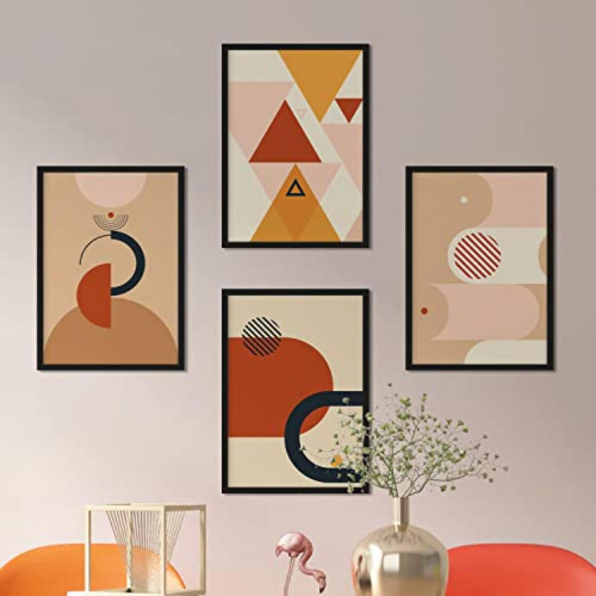 POSTER Set mit 4 Konstruktivität, Saharasand A3 Schwarzer Rahmen - Schwarz, Papier (29.7/3cm) - Nacnic