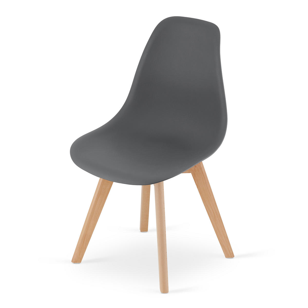 ESSZIMMERSTUHL 3-er Set KITO dunkelgrauer Sitz, natürliche Beine - Dunkelgrau/Naturfarben, Kunststoff (46/80/54.5cm) - Valora