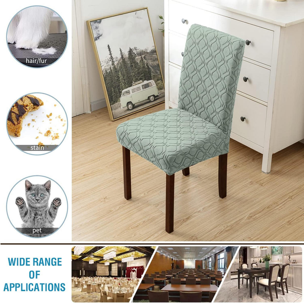 STUHLHUSSE Stretch Stuhlbezug 1 Stück - Hellgrün, Textil (18/25cm) - Kaket