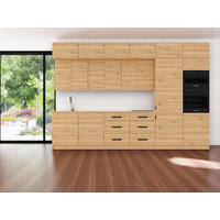 KÜCHENZEILE 360 cm - Langen K72-M360 - Schwarz/Eiche Artisan, Holz/Metall (360/248/58cm)