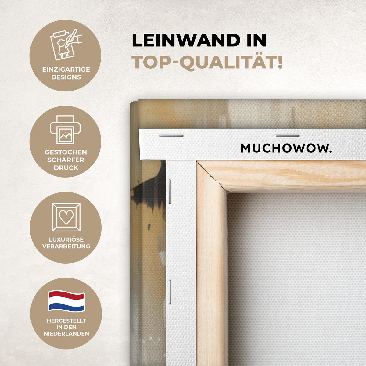 LEINWANDBILD Schneemann - Winter - Schnee - Beige Deko Groß 90x90 cm - Weiß, Textil (90/90cm) - MuchoWow