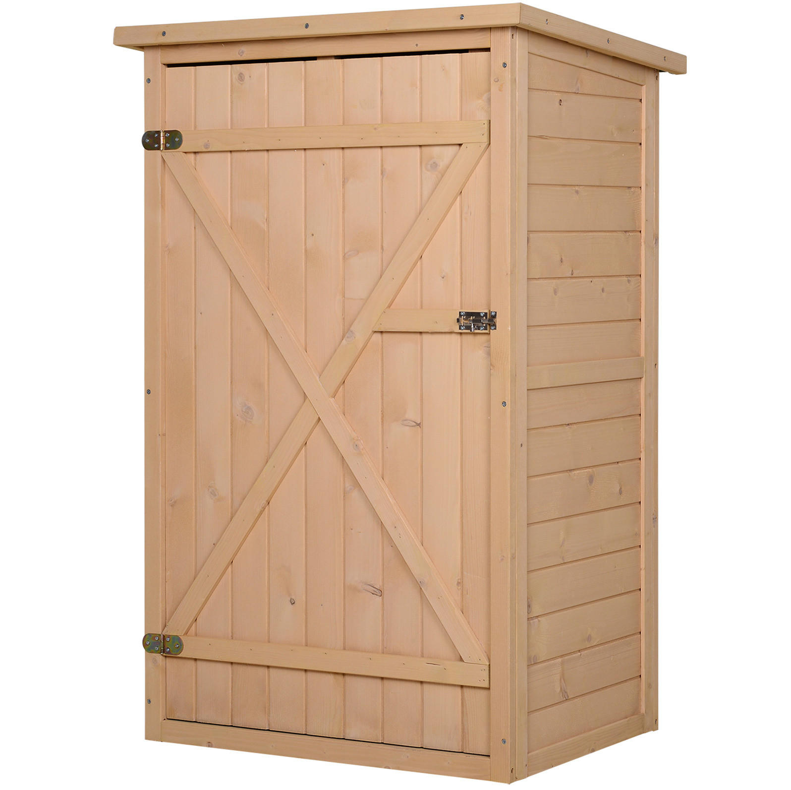 GARTENSCHRANK 75/56/115 cm mit 2 Innenböden und abschließbarer Tür, wetterfestes Holz, Naturholz - Naturfarben, Holz (56/115/75cm) - Redom