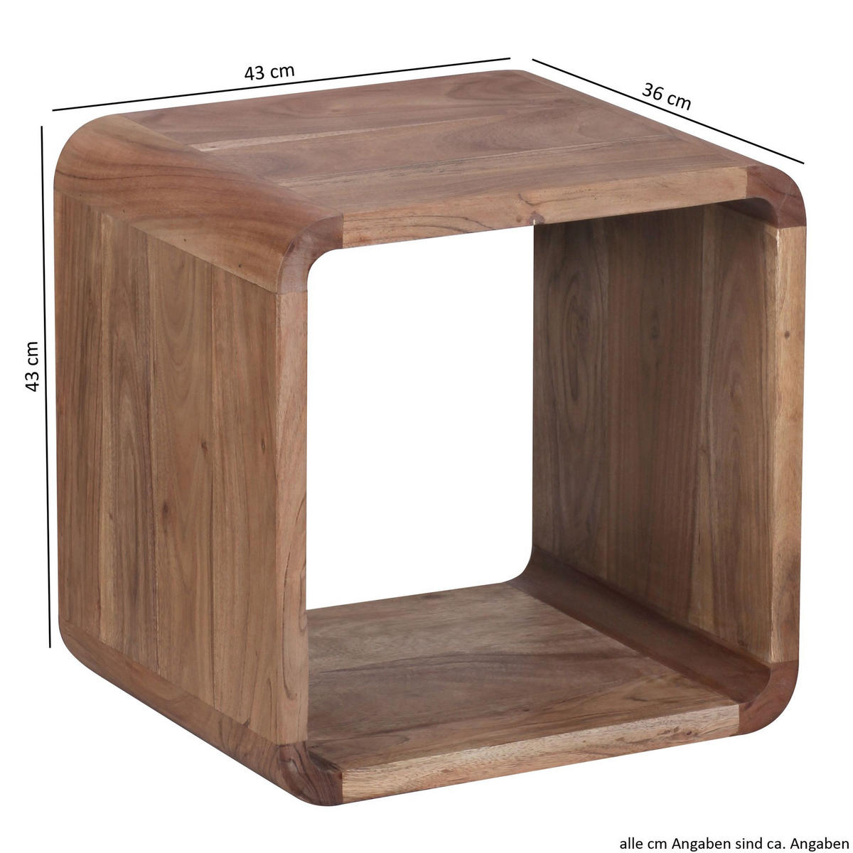 BEISTELLTISCH Set – 2-teilig Akazie Massivholz handgefertigt - Beige/Braun, Holz (36/43/43cm) - KADIMA DESIGN
