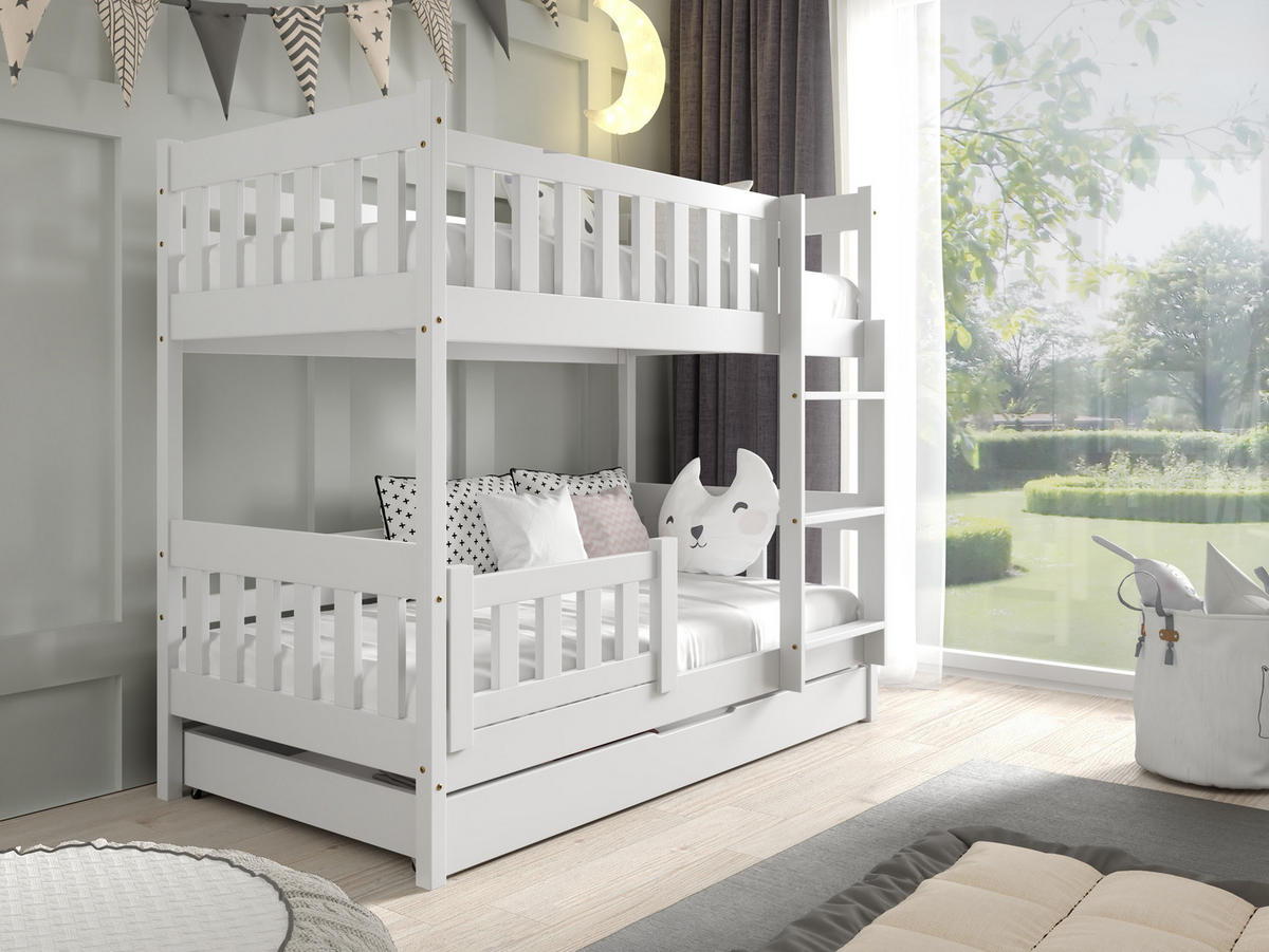 ETAGENBETT LUCIA 80x160 cm Weiß - Weiß, Holz (80/160cm) - MASSENO