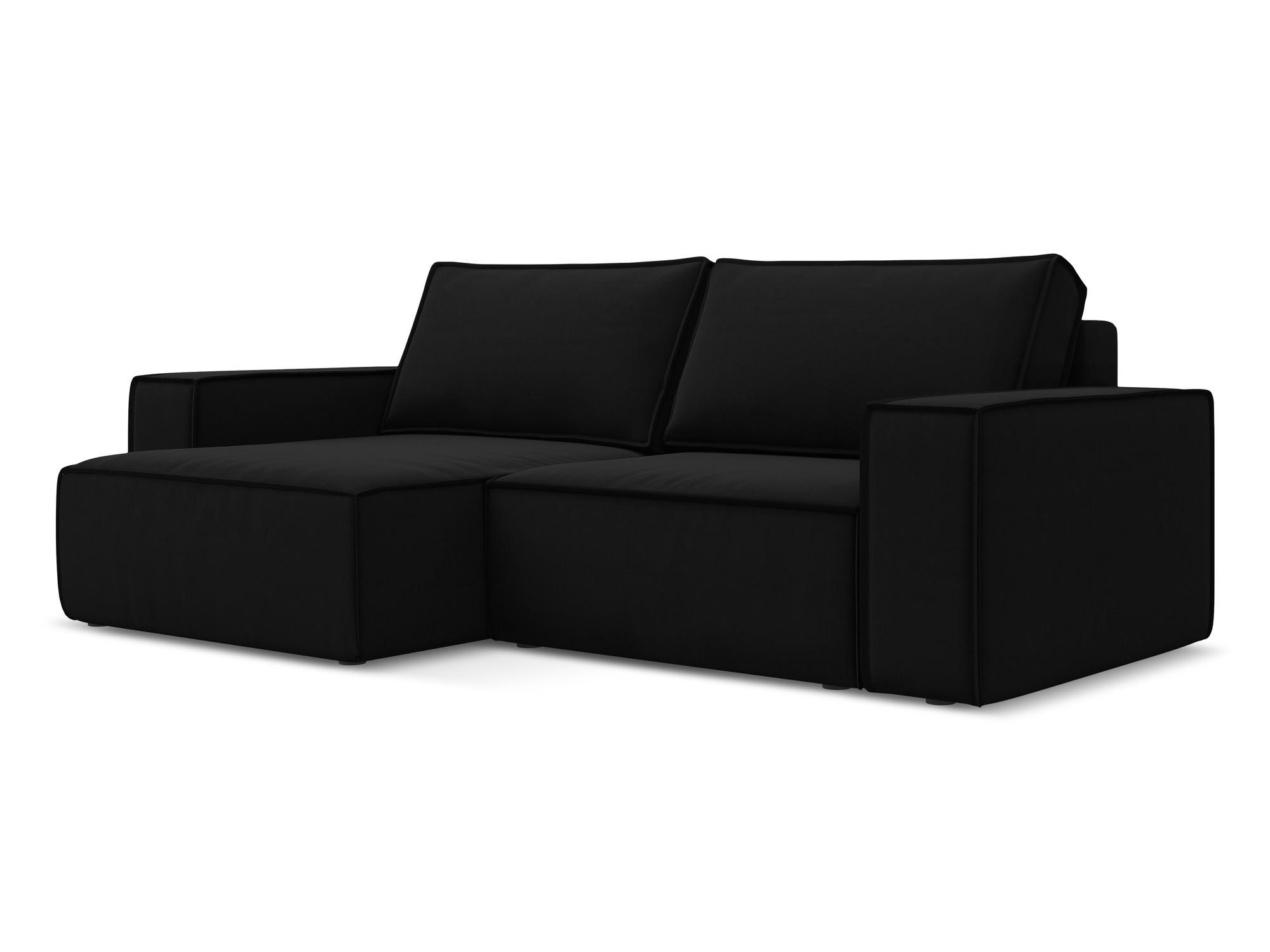 ECKSOFA mit Schlaffunktion Samt Stoff Schwarz - Schwarz, Kunststoff/Textil (148/257cm) - Makamii