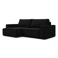 ECKSOFA mit Schlaffunktion Samt Stoff Schwarz - Schwarz, Kunststoff/Textil (148/257cm) - Makamii