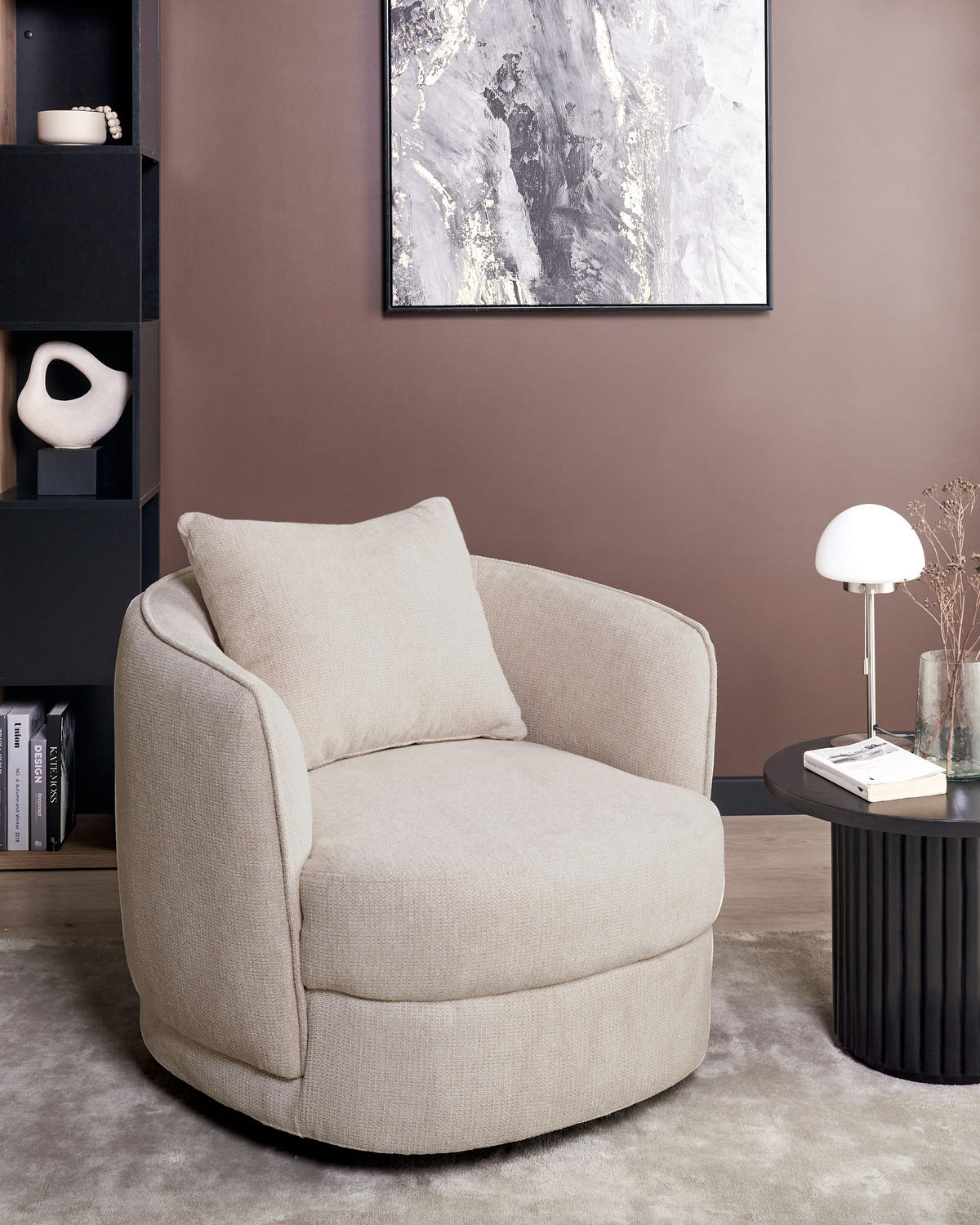 DREHSESSEL Beige Andalen - Beige, Textil (85/74/79cm) - Beliani
