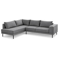GARTEN-ECKSOFA VOLARO S Wetterfest 270x200x50 cm, Links, Outdoor-Stoff, Getränkehalter aus Metall, 20 cm hohe Füße, Dunkelgrau - Dunkelgrau, Holz/Metall (200/50/270cm) - Trada