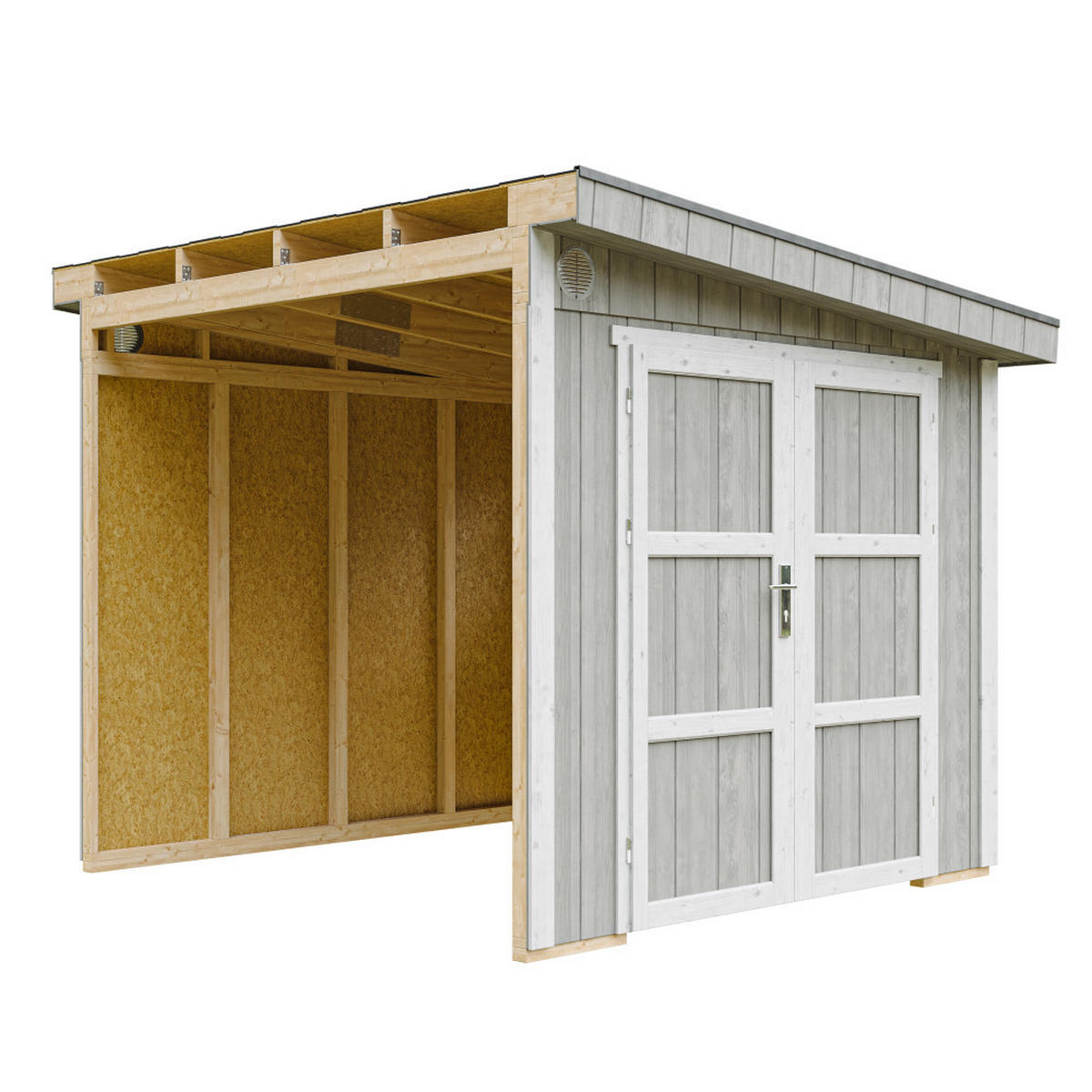 GARTENHAUS 5,9 m² - H231x248x294 cm - Ohne Boden und Seitenwand – M938B-TUNDRA GREY - Grau, Holz (236/231/250cm) - Timbela
