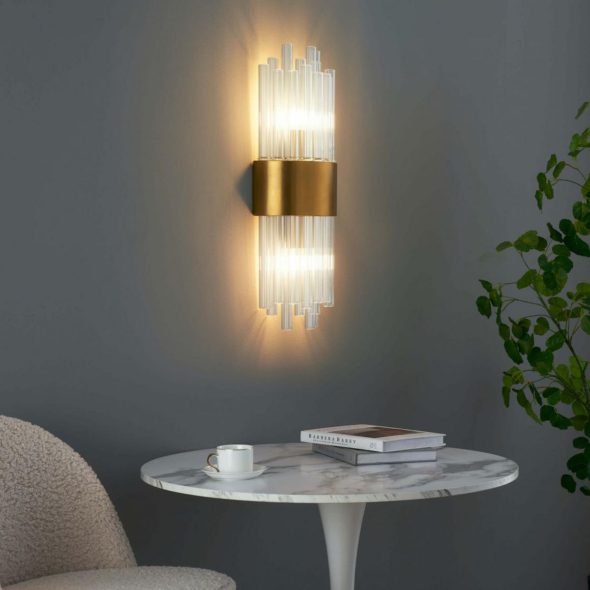 WANDLEUCHTE Almeria, Gold / Messing, 52cm - Goldfarben, Glas (20/52/10cm) - KOSILUM