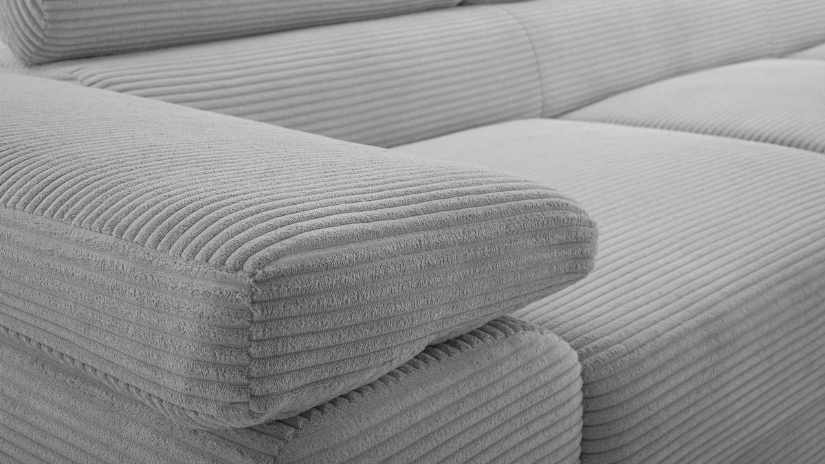 ECKSOFA L Form Arborio Hellgrau 280/203/90 cm Rechts mit Schlaffunktion - Hellgrau/Schwarz, Textil/Metall (280/203cm) - AX Living