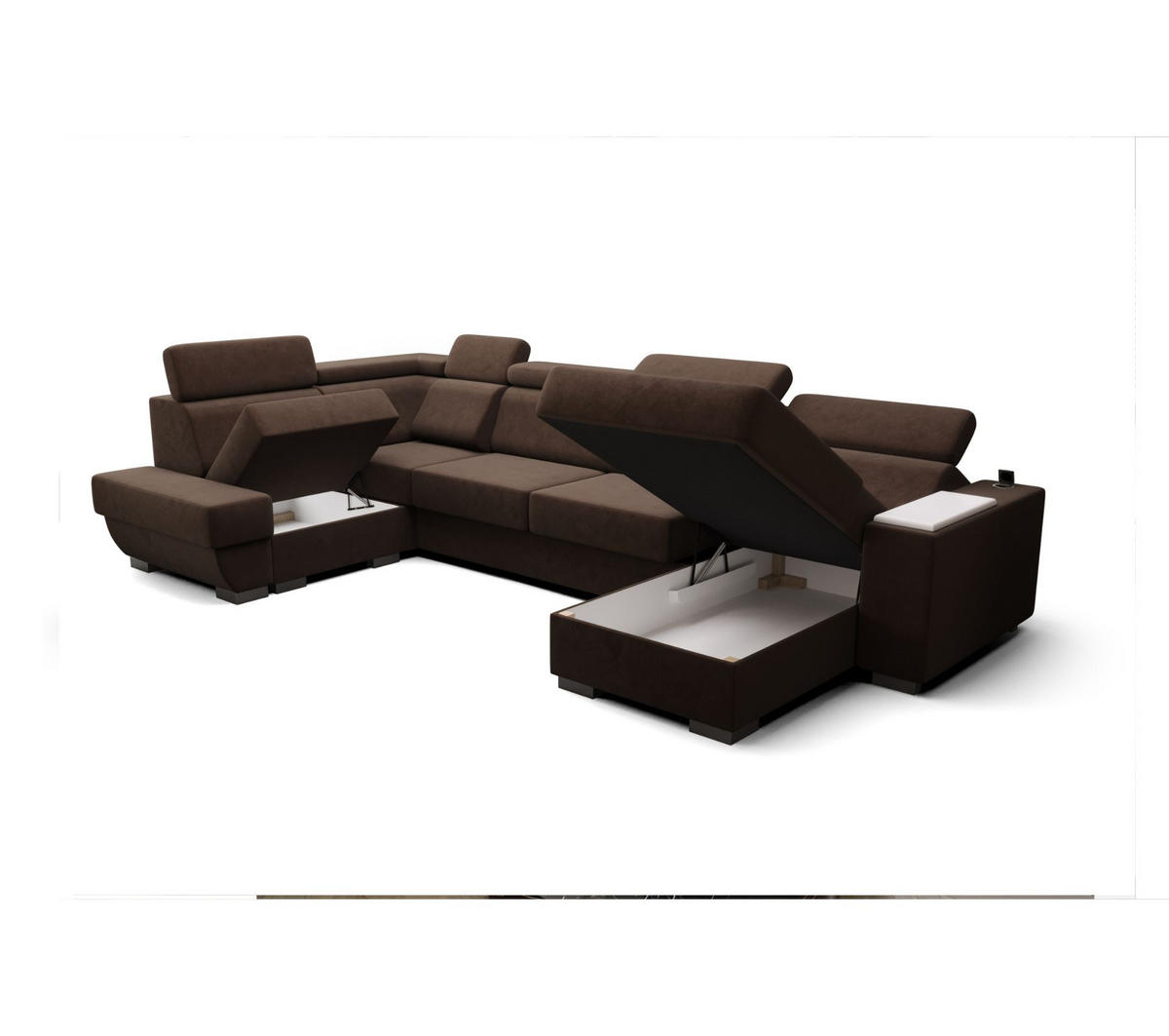 WOHNLANDSCHAFT KONGO RBN20, Eckcouch in U-Form mit Schlaffunktion, Farbe: Gelb, Velourstoff, Ottomane Rechts - Gelb, Textil (340/103/200cm) - O-Sofa