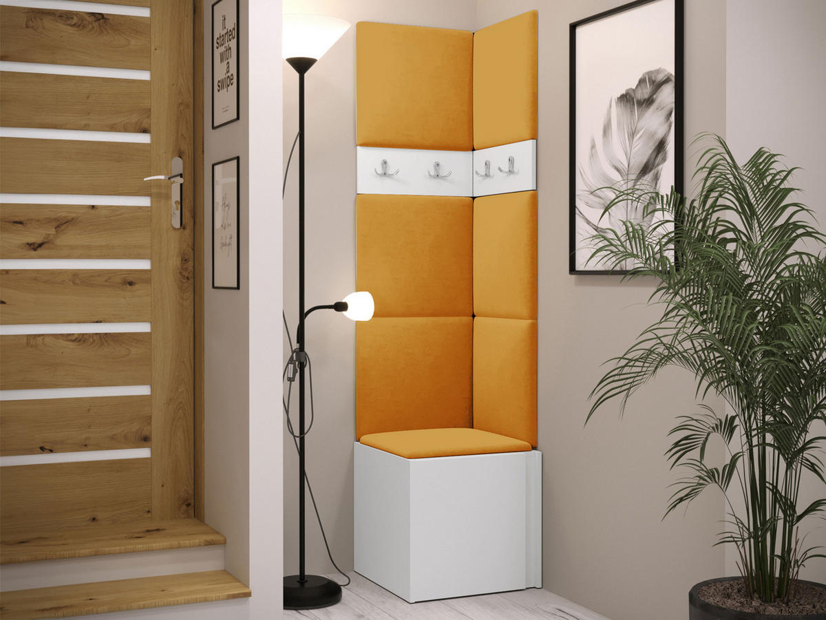 GARDEROBEN-SET Orion XXI - Weiß/Orange, Holzwerkstoff/Kunststoff (42/186/46cm) - MIRJAN24