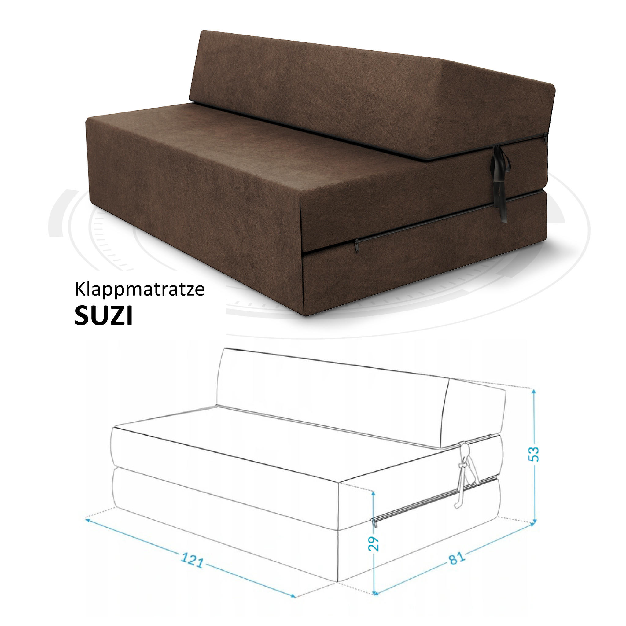 KLAPPMATRATZE SUZI MAXI - Braun, Textil (120/200cm) - FDM